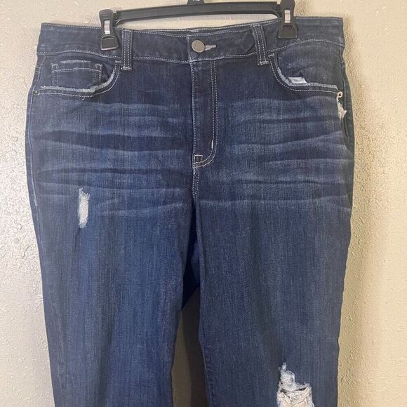 Lane Bryant Skinny Jeans Dark Wash Distressed Denim 18 Regular Retro 90s Feminin - Picture 5 of 10